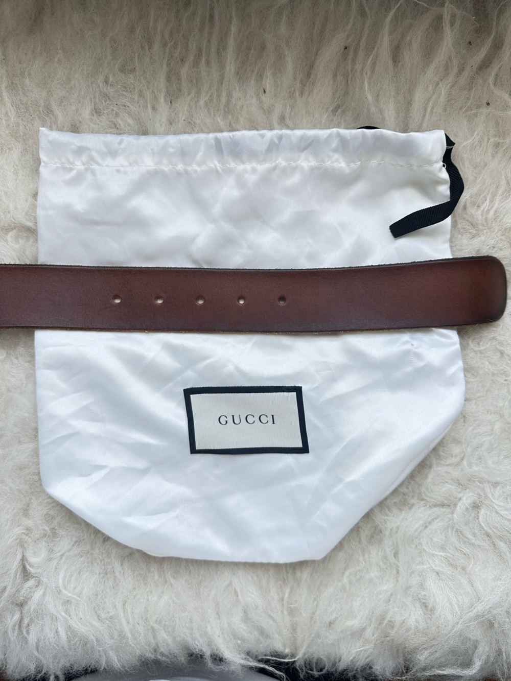 Gucci Brown Leather Belt with Gold Double G Buckle - Picture 5 of 7